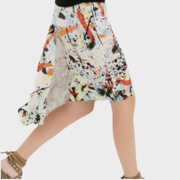 Zara Asymmetrical Graffiti Skirt with Overlay Sz M - Picture 9 of 9